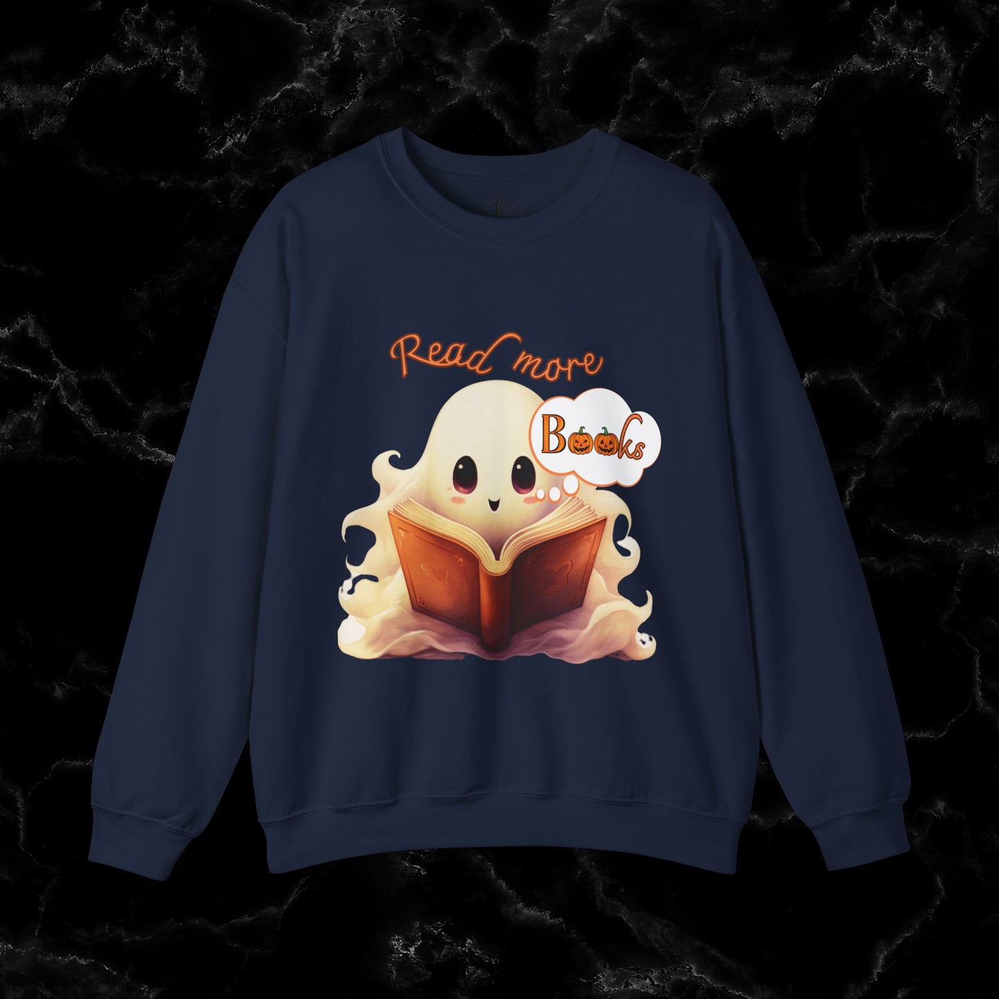 Read More Books Sweatshirt - Book Lover Halloween Sweater for Librarians and Students Sweatshirt S Navy 