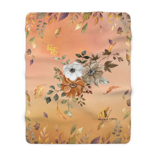 Sherpa Fleece Blanket- Autumnal Floral Watercolor