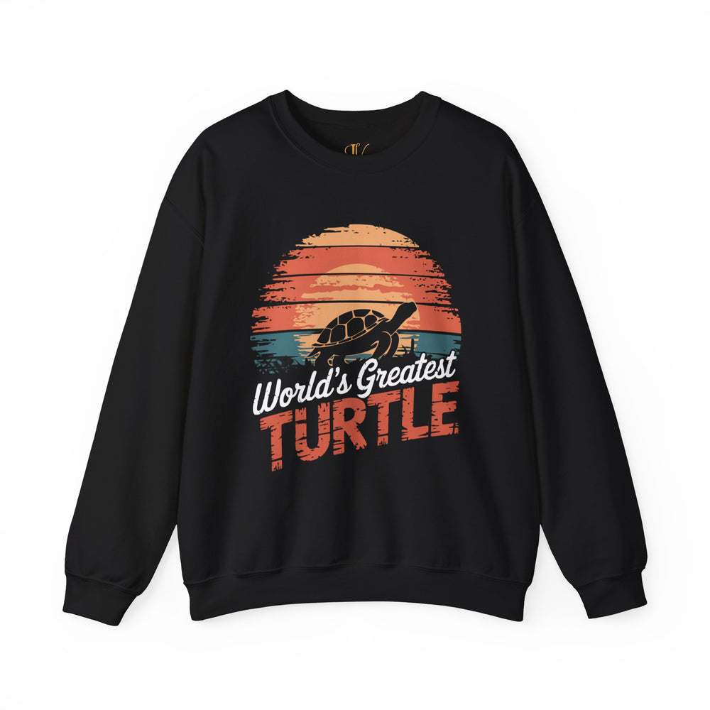 World's Greatest Turtle Crewneck Sweatshirt Sweatshirt Printify S Black