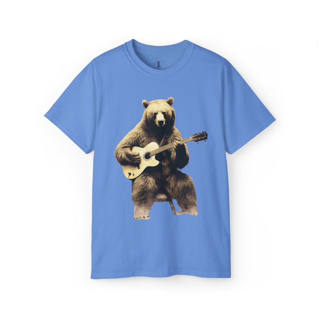 Bear Guitar Tee T-Shirt Printify Carolina Blue S