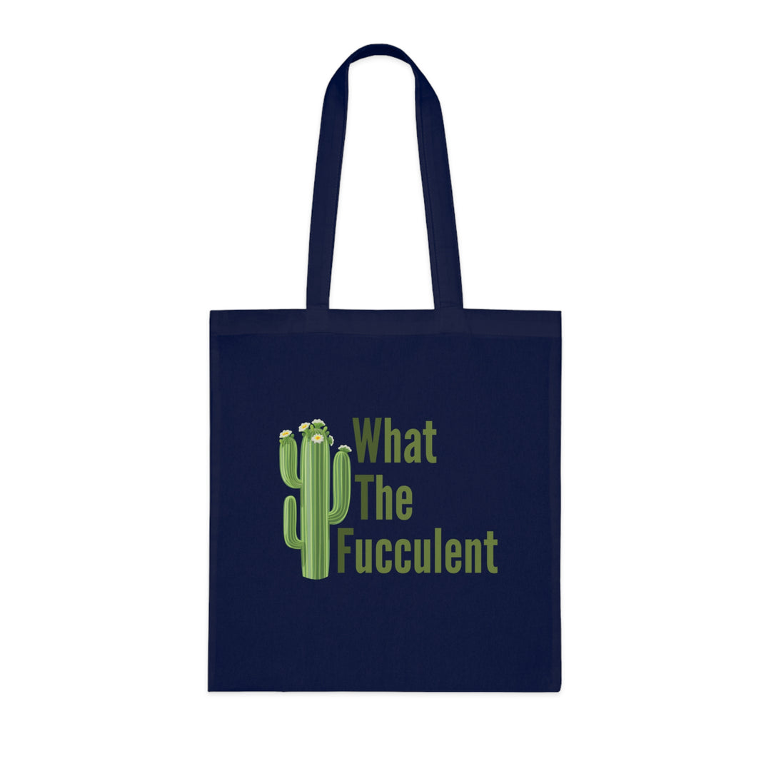 "What The Fucculent" Cactus Tote Bag Bags Printify One size Navy Blue