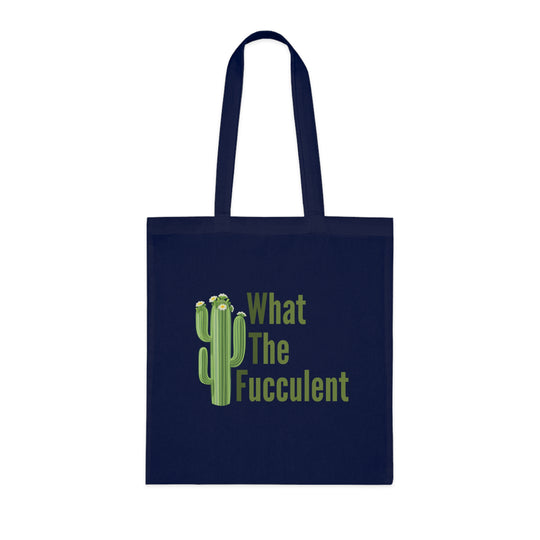"What The Fucculent" Cactus Tote Bag Bags Printify One size Navy Blue