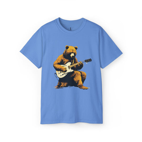 Bear Guitar Tee T-Shirt Printify Carolina Blue S