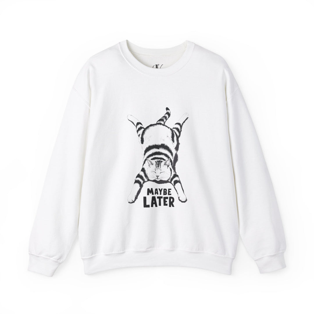 Cat Maybe Later Sweatshirt Sweatshirt Printify S White