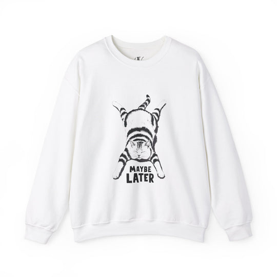 Cat Maybe Later Sweatshirt Sweatshirt Printify S White