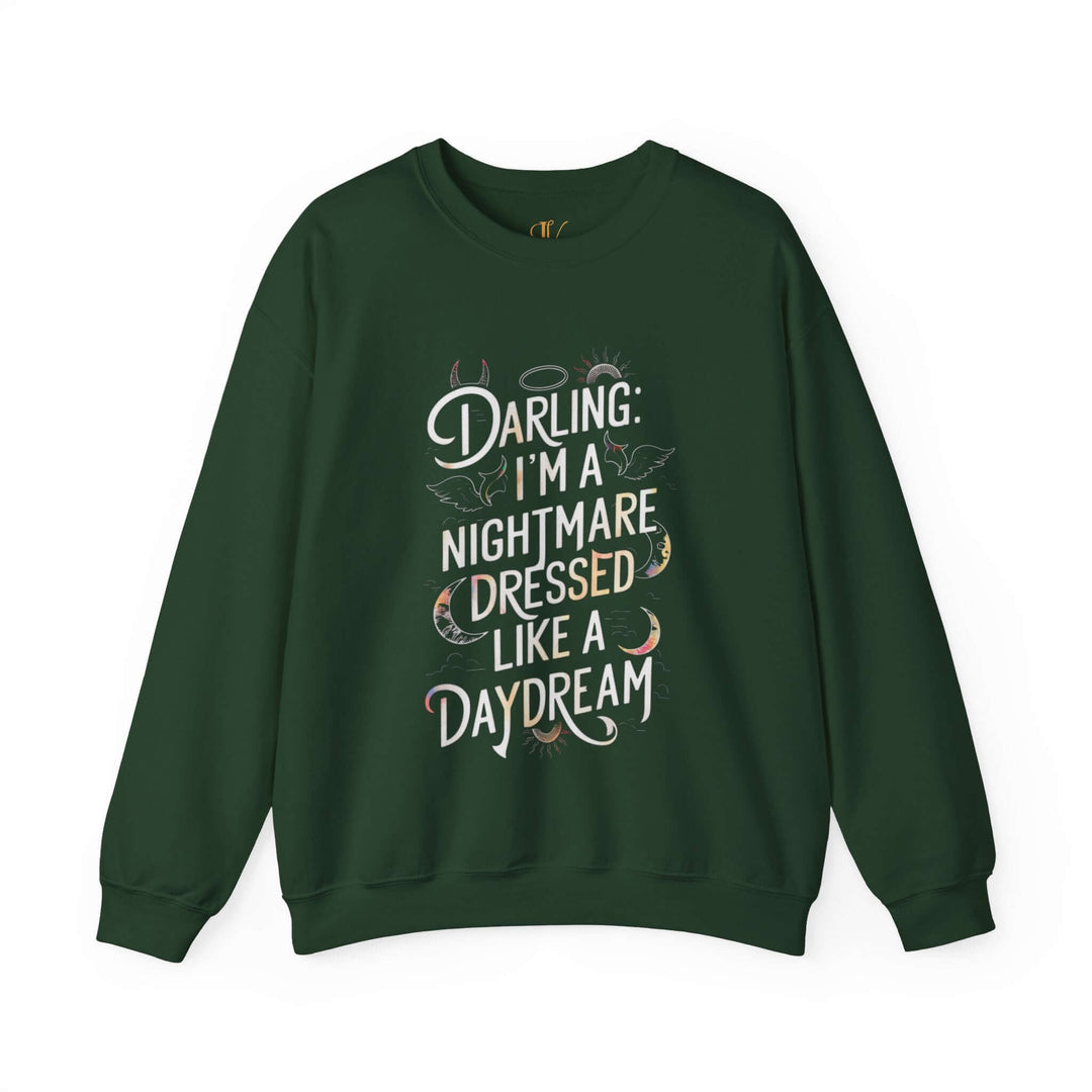 Gothic Nightmare Crewneck Sweatshirt Sweatshirt Printify S Forest Green