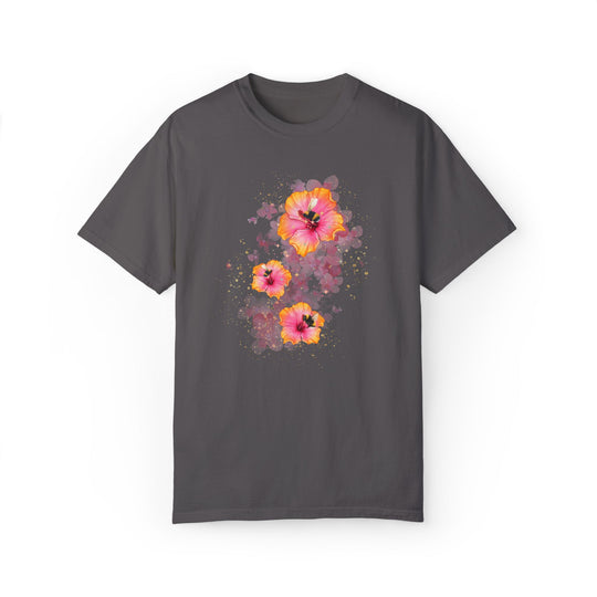 Hibiscus Flower And Bees T-shirt T-Shirt Printify Graphite S