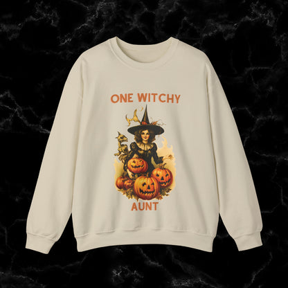 One Witchy Aunt Sweatshirt - Cool Aunt Shirt, Feral Aunt Sweatshirt, Perfect Gifts for Aunts, Auntie Sweatshirt Sweatshirt S Sand 