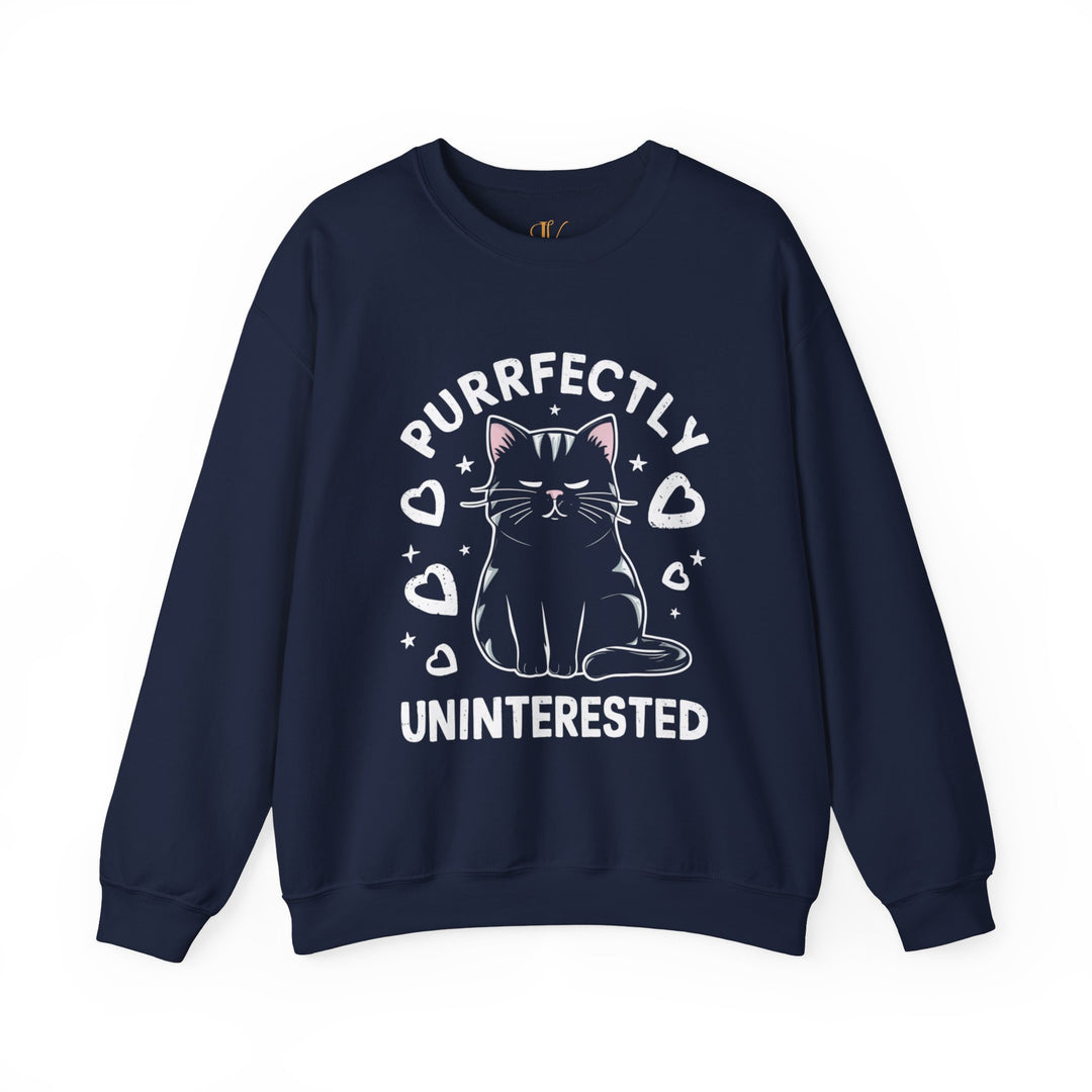 Cat Lover Sweatshirt | Purrfectly Uninterested Sweatshirt Printify S Navy