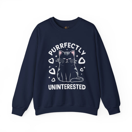 Cat Lover Sweatshirt | Purrfectly Uninterested Sweatshirt Printify S Navy