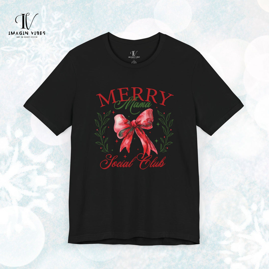 Merry Mama Social Club: Coquette Bow Christmas T-Shirt