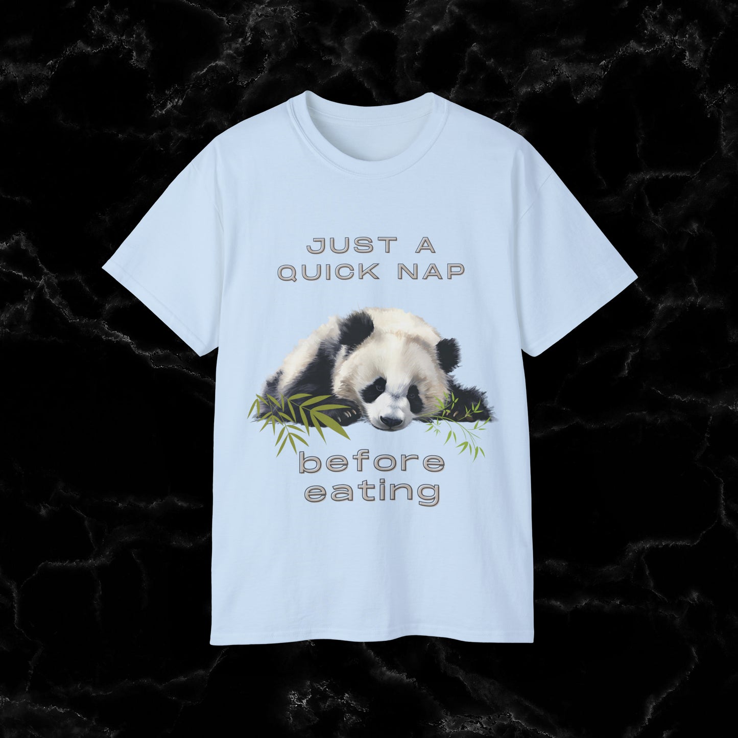 Nap Time Panda Unisex Funny Tee - Hilarious Panda Nap Design - Just a Quick Nap Before Eating T-Shirt Light Blue S 