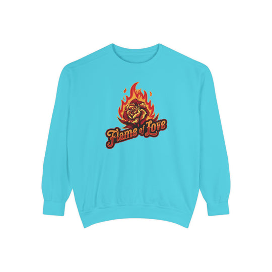 Flame of Love Sweatshirt Sweatshirt Printify Lagoon Blue S