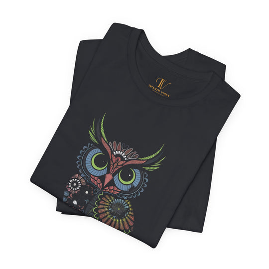 Owl Tee with Intricate Floral Patterns T-Shirt Printify