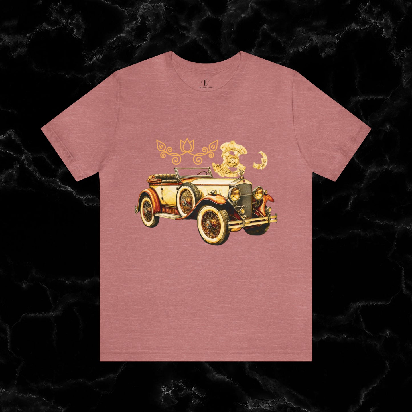 Vintage Car Enthusiast T-Shirt - Classic Wheels and Timeless Appeal for Automotive Enthusiast T-Shirt Heather Mauve S 
