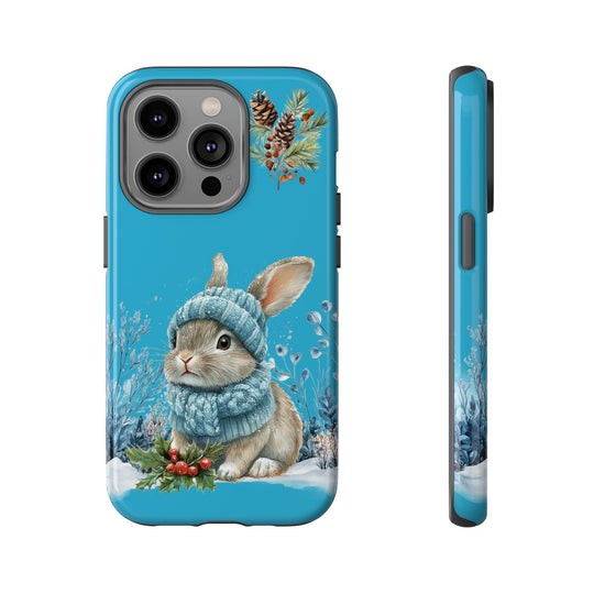 Phone Case - Winter Bunny with Hat and Scarf Phone Case Printify iPhone 14 Pro Glossy