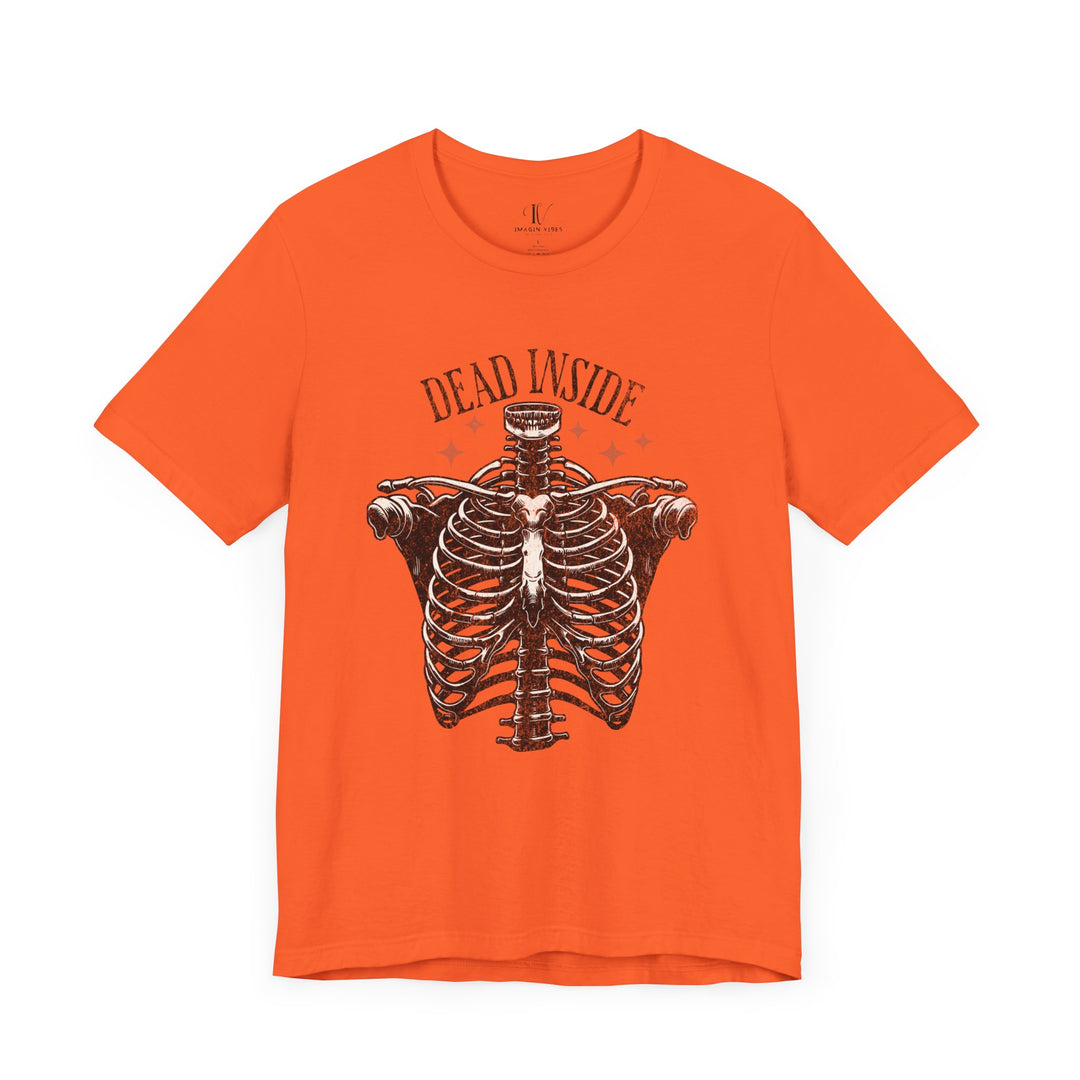 Skeleton Tee with Dead Inside Phrase