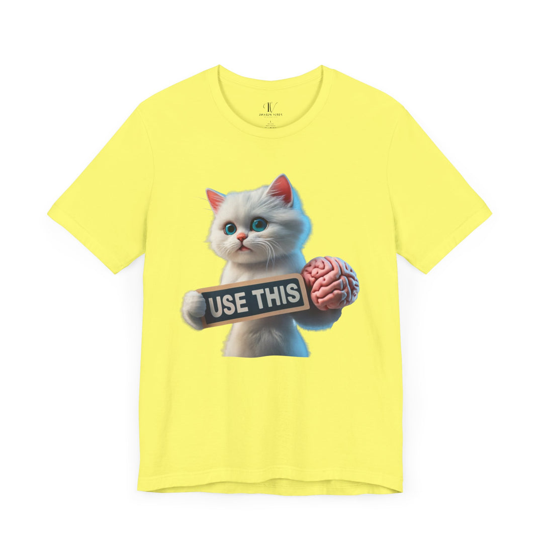 Kitten Brain Tee T-Shirt Printify Yellow XS