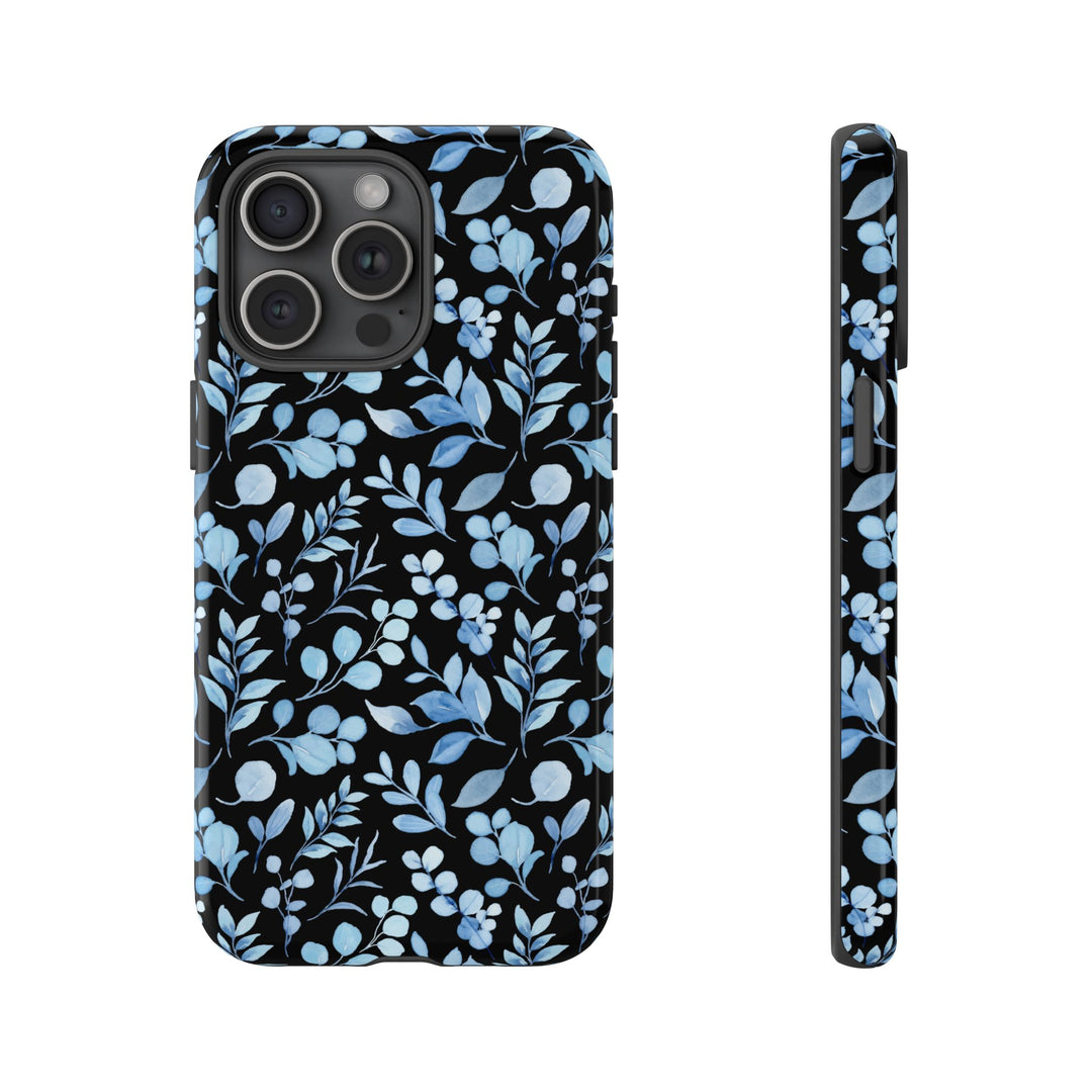 Blue Floral Tough Case Phone Case Printify iPhone 15 Pro Max Glossy