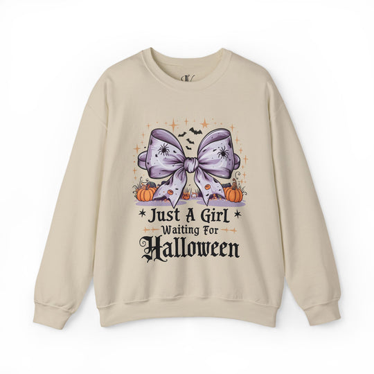 Just A Girl Waiting For Halloween Sweatshirt Sweatshirt Printify S Sand