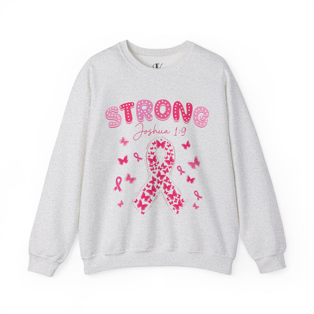 Strong Joshua 1:9 Breast Cancer Sweatshirt