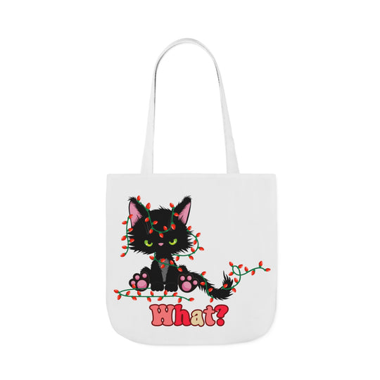 What Black Christmas Cat Tote Bag Accessories Printify 18" × 18'' White