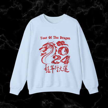 Year of the Dragon Sweatshirt - 2024 Chinese Zodiac Shirt for Lunar New Year Sweatshirt S Light Blue 