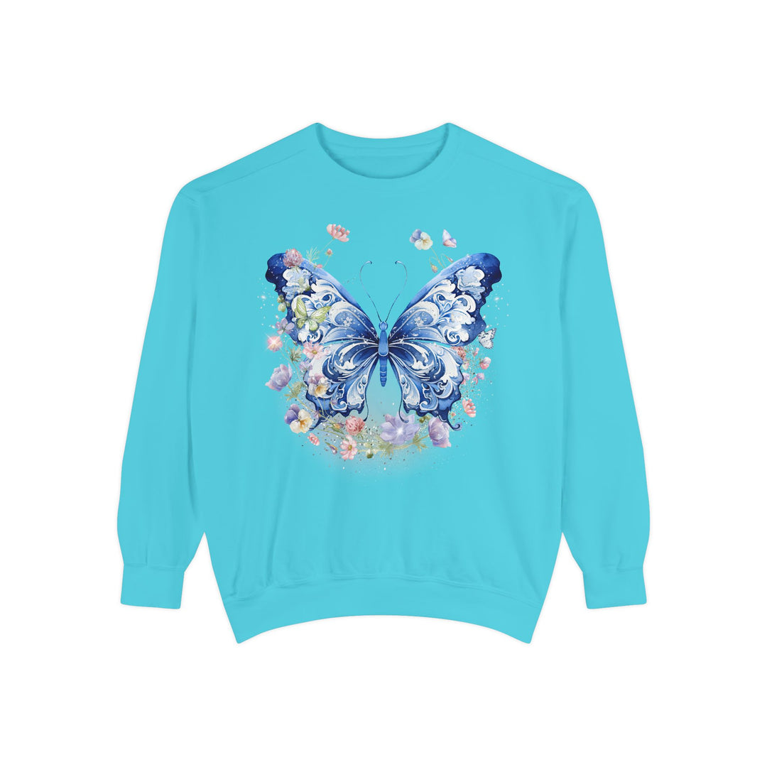 Butterfly Watercolor Unisex Sweatshirt - Ethereal and Artistic Sweatshirt Printify Lagoon Blue S