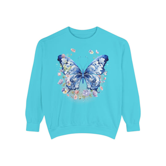 Butterfly Watercolor Unisex Sweatshirt - Ethereal and Artistic Sweatshirt Printify Lagoon Blue S