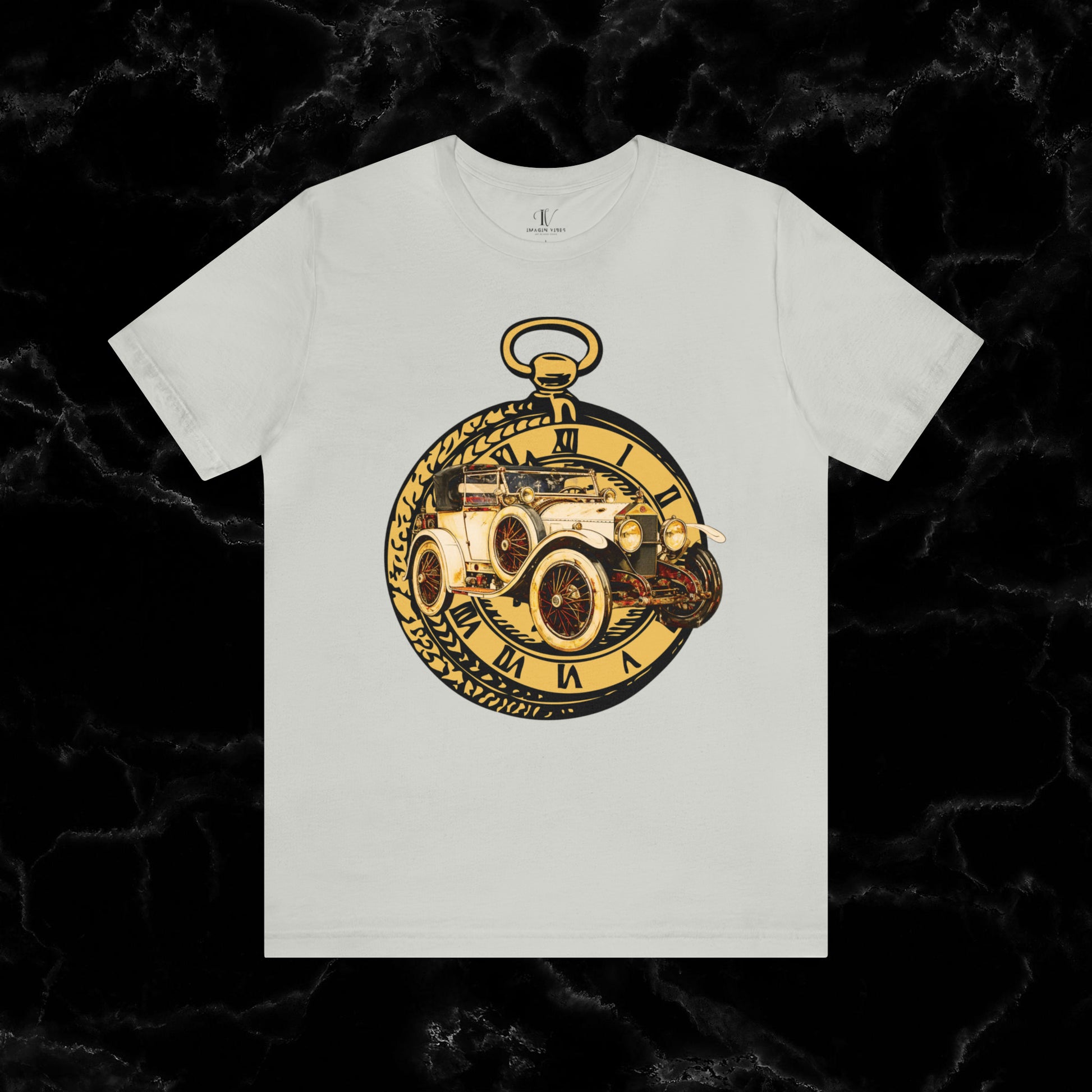 Ride in Style: Vintage Car Enthusiast T-Shirt with Classic Wheels and Timeless Appeal T-Shirt Silver S 