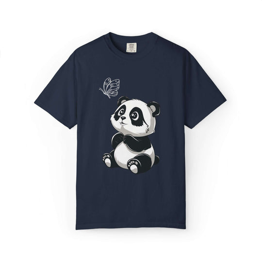 Adorable Panda & Butterfly Tee T-Shirt Printify Navy S