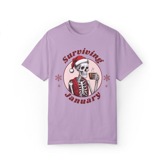 Skeleton Santa Hat Coffee Unisex T-shirt - Surviving January T-Shirt Printify Orchid S