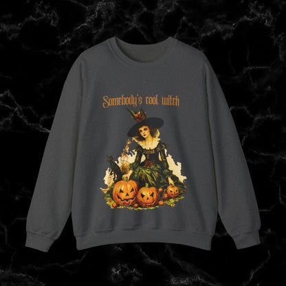 Somebody's Cool Witch Halloween Sweatshirt - Embrace the Witchy Vibes Sweatshirt S Dark Heather 