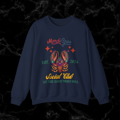 Mardi Gras Sweatshirt Women - NOLA Luxury Bachelorette Sweater, Unique Fat Tuesday Shirt, Louisiana Girls Trip Sweater, Mardi Gras Social Club Style Sweatshirt S Navy 