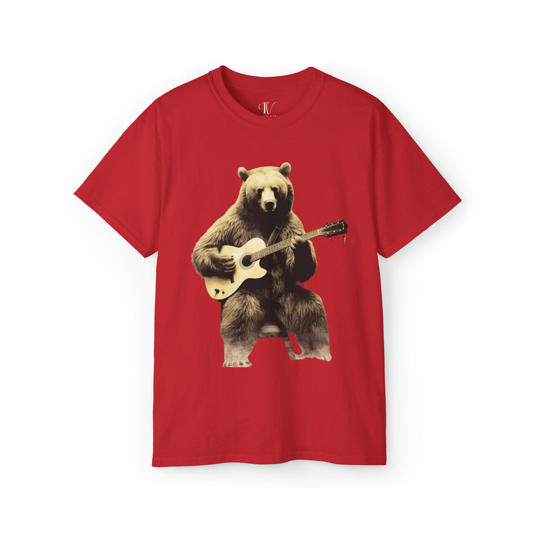 Bear Guitar Tee T-Shirt Printify Red S