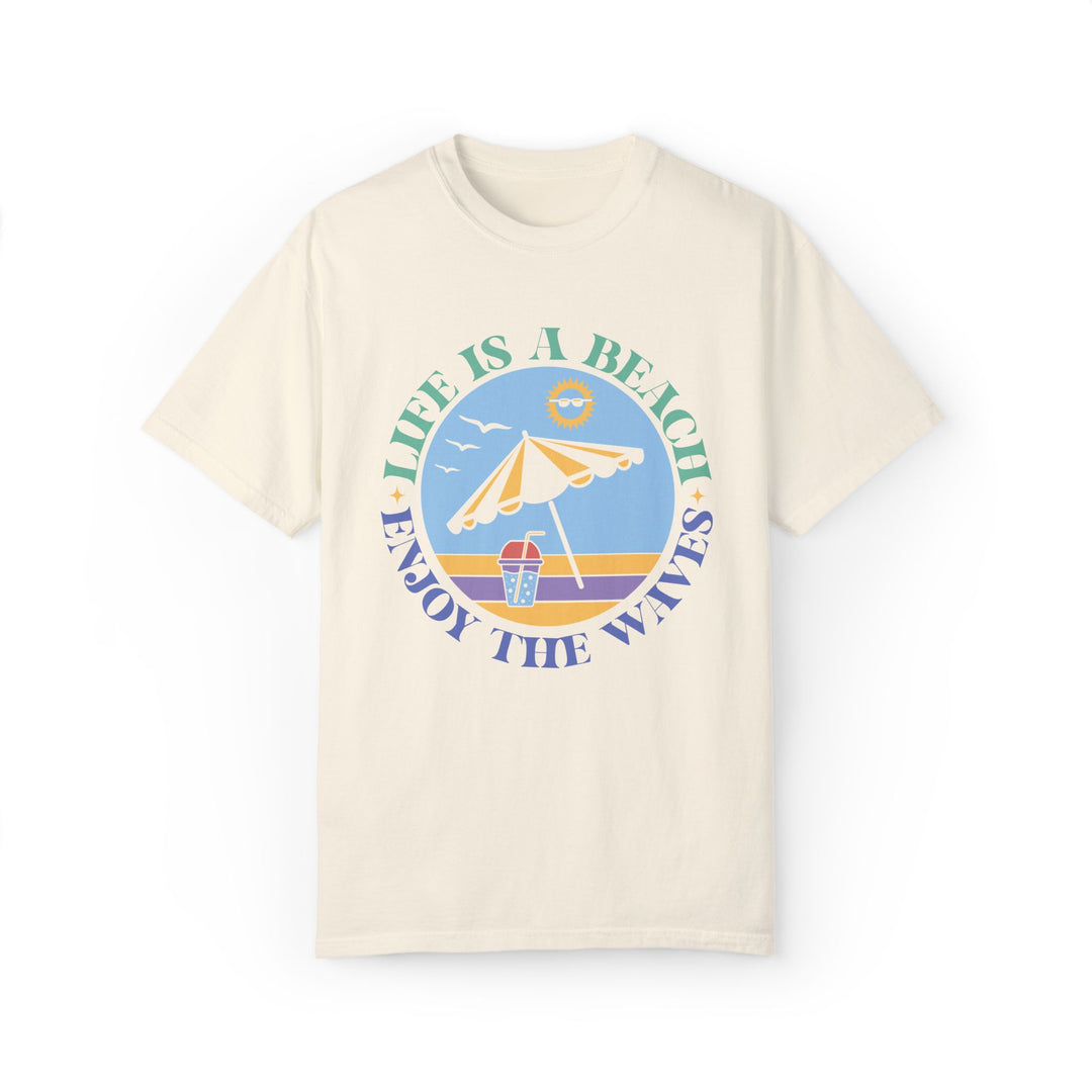 Summer Beach Life Garment-Dyed T-shirt T-Shirt Printify Ivory S