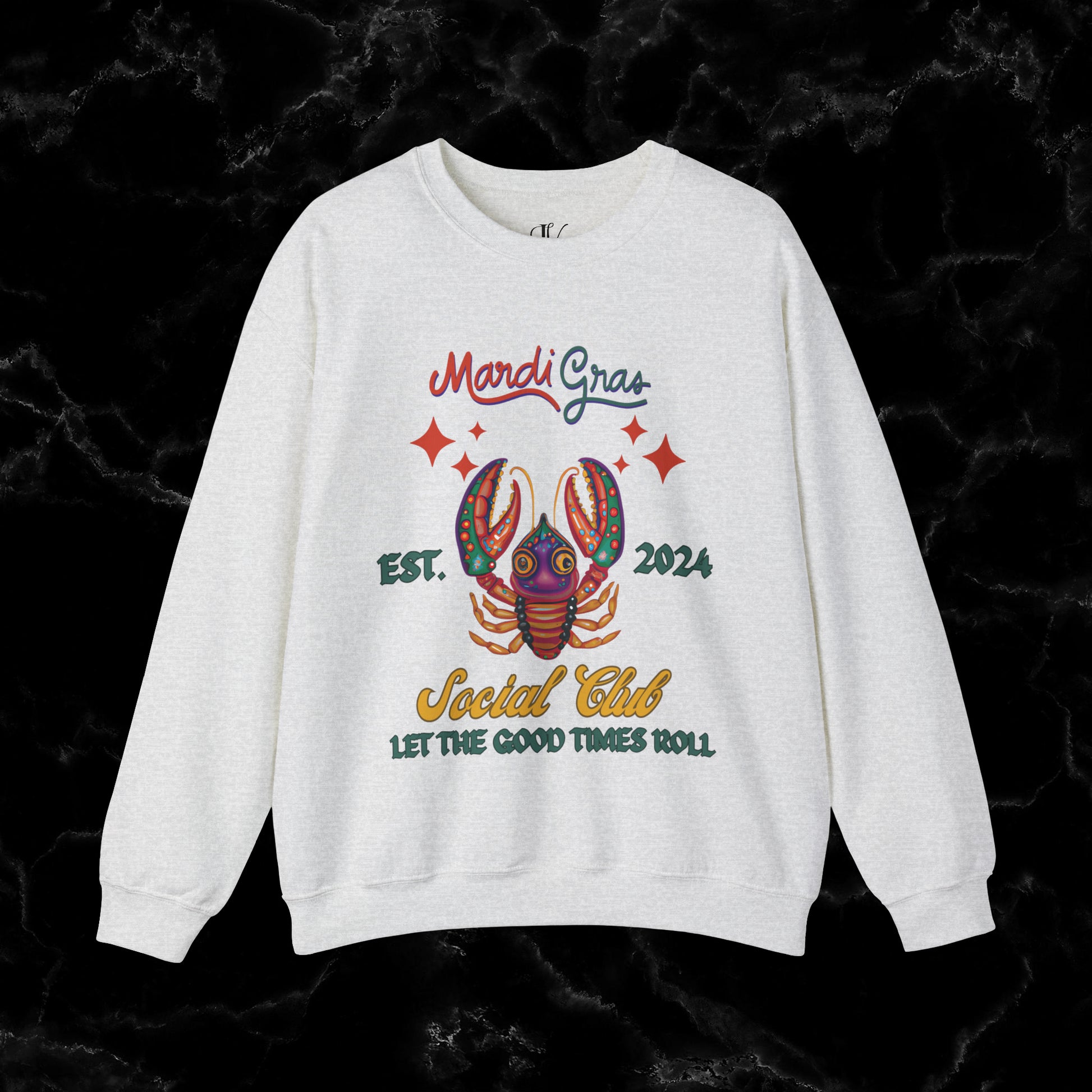 Mardi Gras Sweatshirt Women - NOLA Luxury Bachelorette Sweater, Unique Fat Tuesday Shirt, Louisiana Girls Trip Sweater, Mardi Gras Social Club Style Sweatshirt S Ash 