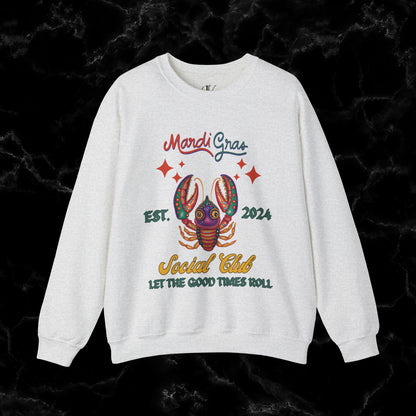 Mardi Gras Sweatshirt Women - NOLA Luxury Bachelorette Sweater, Unique Fat Tuesday Shirt, Louisiana Girls Trip Sweater, Mardi Gras Social Club Style Sweatshirt S Ash 