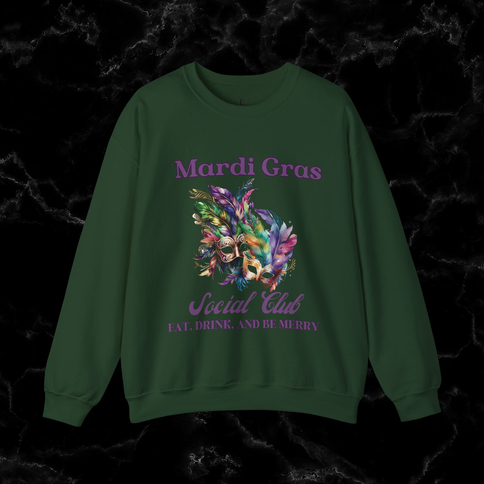 Mardi Gras Sweatshirt Women - NOLA Luxury Bachelorette Sweater, Unique Fat Tuesday Shirt, Louisiana Girls Trip Sweater, Mardi Gras Social Club Chic Sweatshirt S Forest Green 