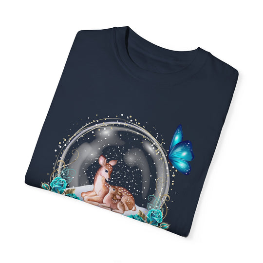 Cute Deer Snow Globe Winter T-shirt T-Shirt Printify