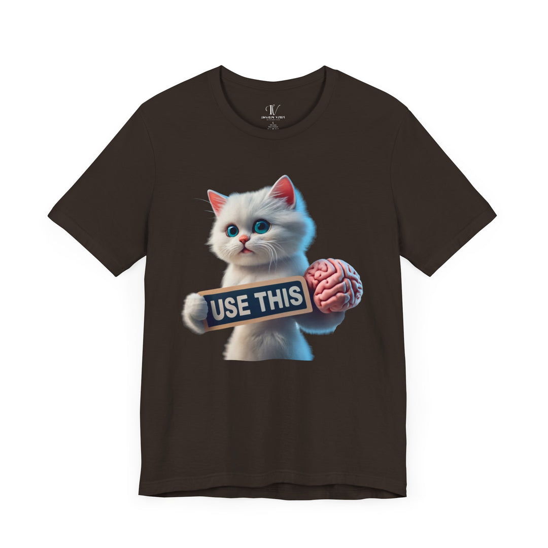 Kitten Brain Tee T-Shirt Printify Brown XS