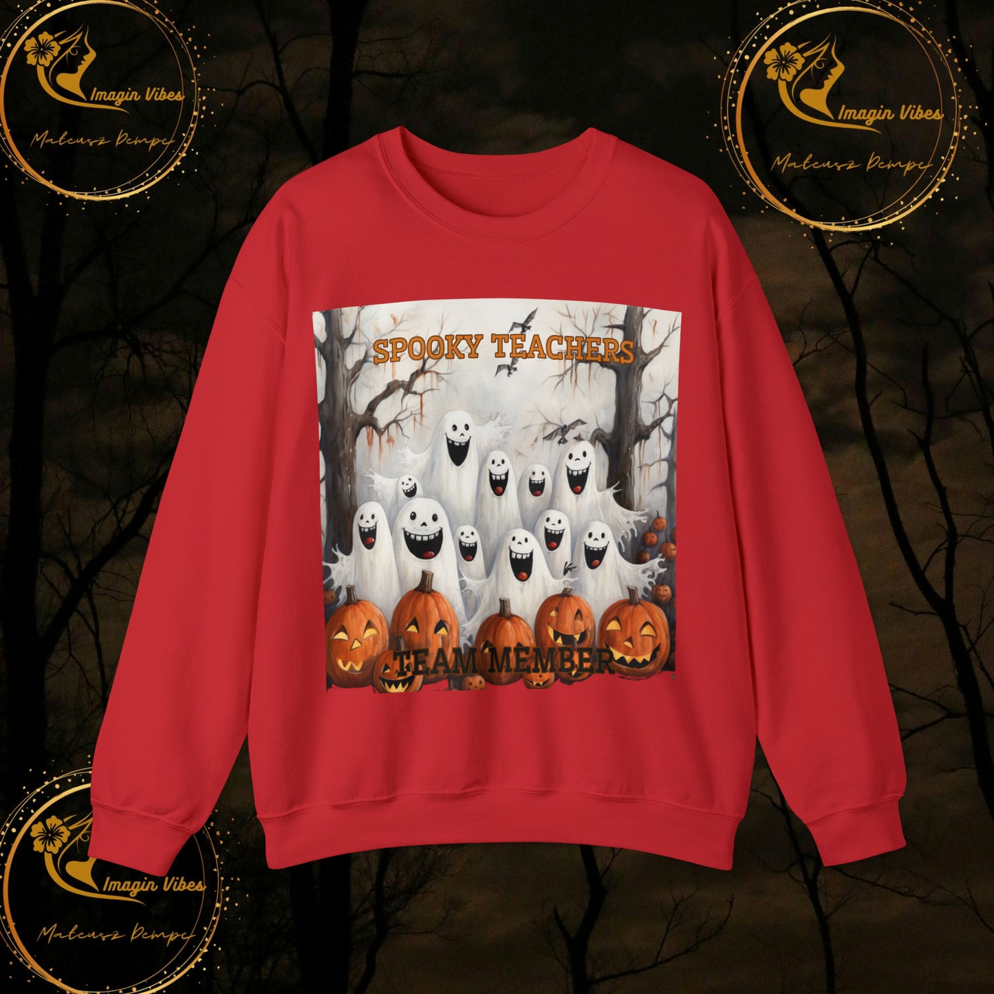 Spooky Teachers Sweatshirt | Feral Halloween | Halloween Fun | Halloween Spooky Sweatshirt Sweatshirt S Red 