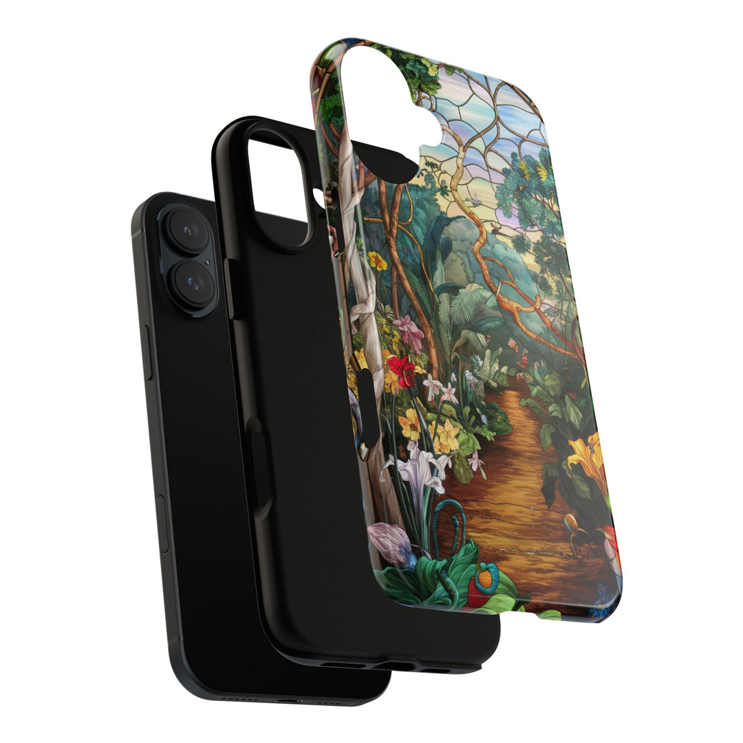 Phone Case - Stained Glass Garden Scene Phone Case Printify