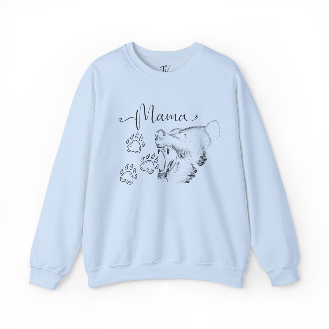 Mama Bear Crewneck Sweatshirt Sweatshirt Printify S Light Blue