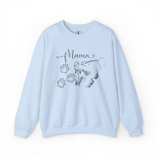Mama Bear Crewneck Sweatshirt Sweatshirt Printify S Light Blue