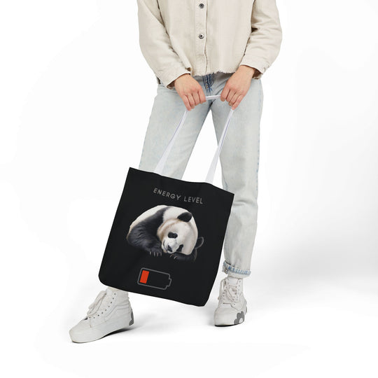 Canvas Tote Bag - Sleeping Panda Energy Level Low Accessories Printify