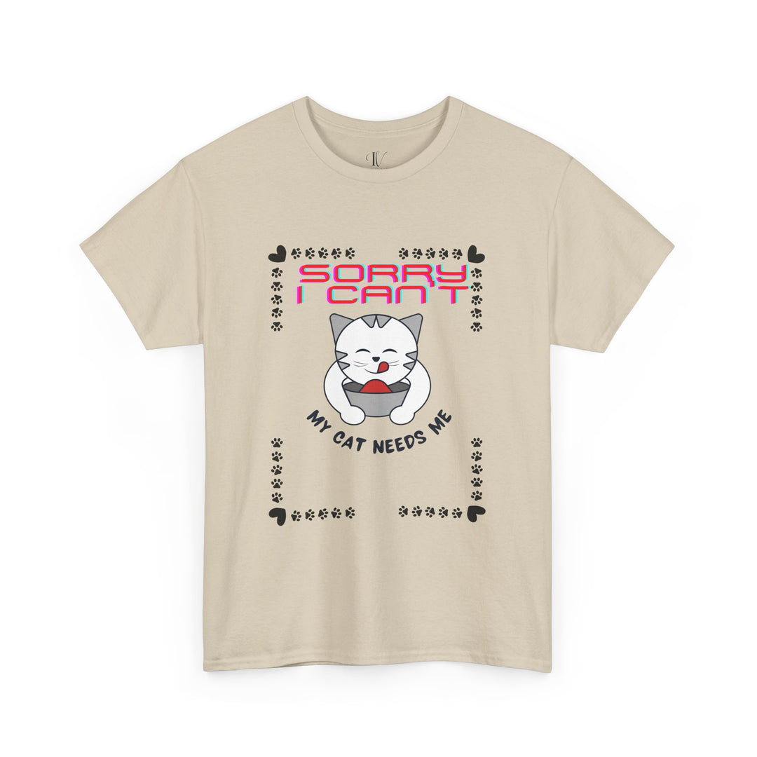 Cat Tee - Playful and Cute Minimalist T-Shirt Printify Sand S