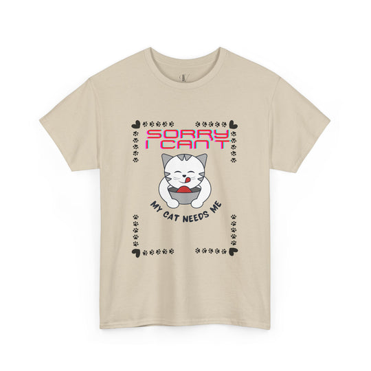 Cat Tee - Playful and Cute Minimalist T-Shirt Printify Sand S