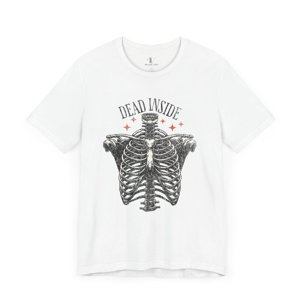 Skeleton Tee with Dead Inside Phrase