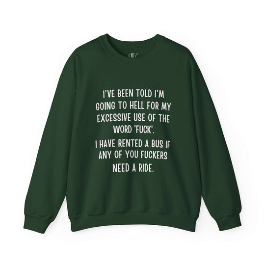 Funny Hell Bus Unisex Sweatshirt Sweatshirt Printify S Forest Green